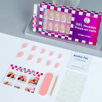 Thumbnail for Anyos 16 Sizes French Tip Short gel nail wraps – french short – CrazyGels