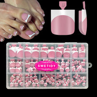 Thumbnail for Toe Nail Press Ons, French Tips gel nail wraps – french long – CrazyGels