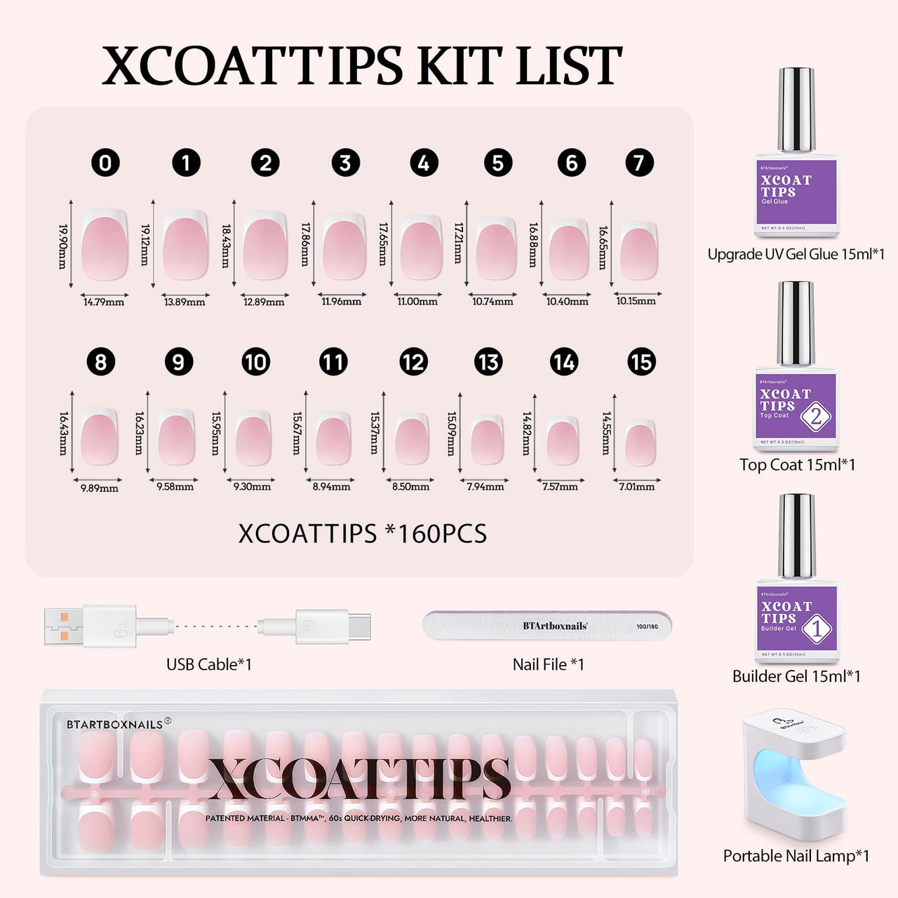 Btartboxnails Xcoattips Gel Nail Kit Short gel nail wraps – short long – CrazyGels