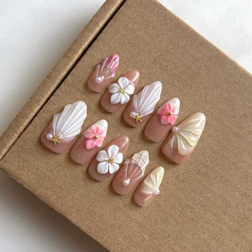 Medium Luxury Almond 3d False Nails gel nail wraps – almond medium – CrazyGels