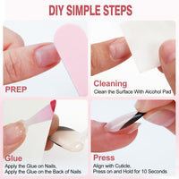 Thumbnail for Rnker French Tip U Shape Press On Nails - White with Pink Color, Almond Top gel Nails with Bright Finish, 15 Sizes - 30 Nail Kit with Glue | Premium Nail Wraps