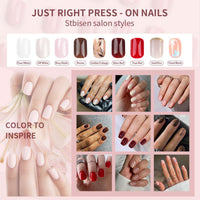 Thumbnail for Stbisen Dark Brown Press on Nails Short Square Fake Nails with Golden Leaf Accents Glitter Designs, Glossy Gel Finish Acrylic Short Fake Nails, Thick Natural Glue on Nails Kit for Women, 24Pcs