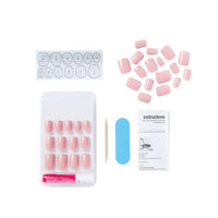 Thumbnail for KISS Gel Fantasy Press On Nails, Nail glue included, 'Ribbons', Pink, Short Size, Squoval Shape, Includes 28 Nails, 2g glue, 1 Manicure Stick, 1 Mini File