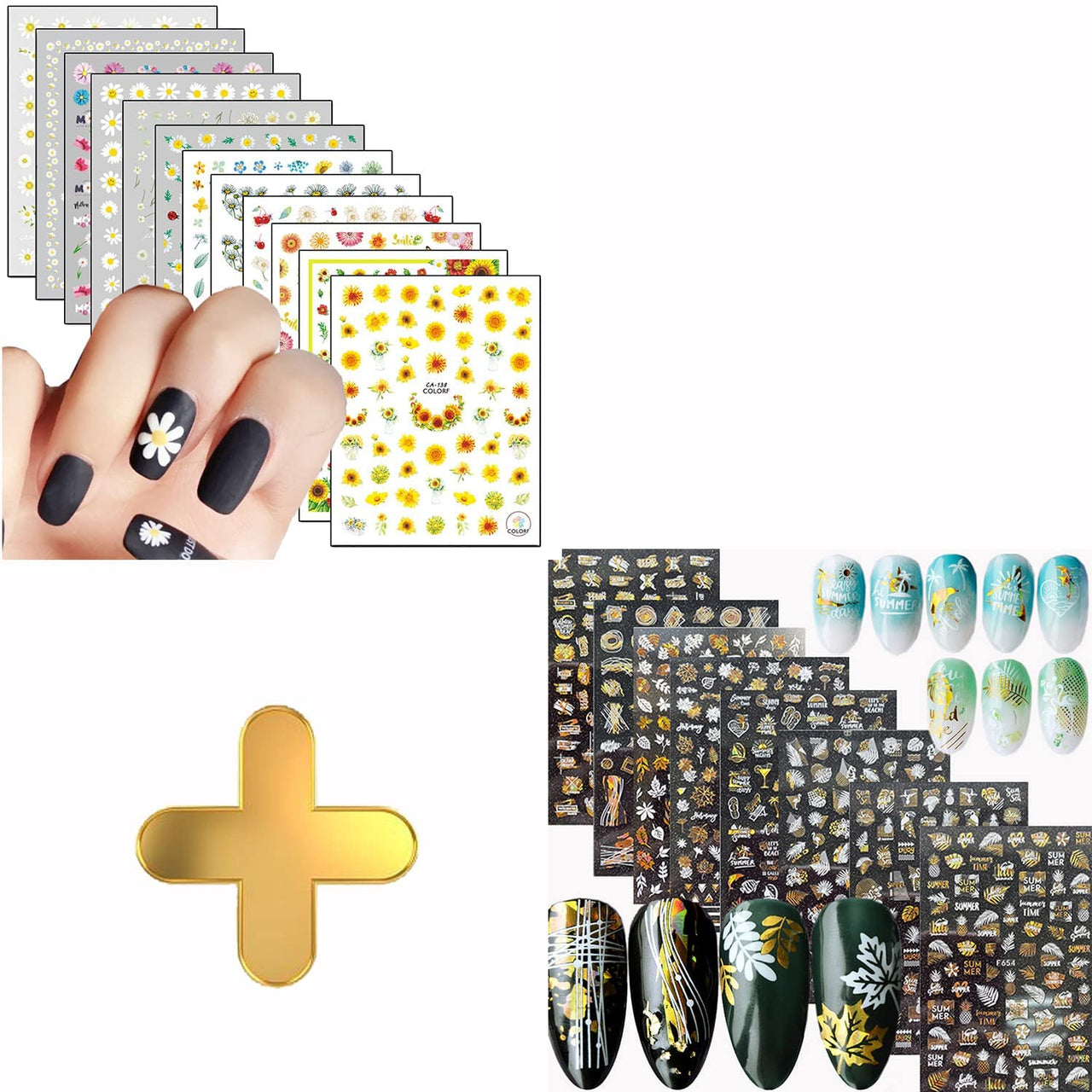 Floral & Butterfly Nail Nail Nail Wraps – 20 Sheets, Colorful Flower & Butterfly Designs