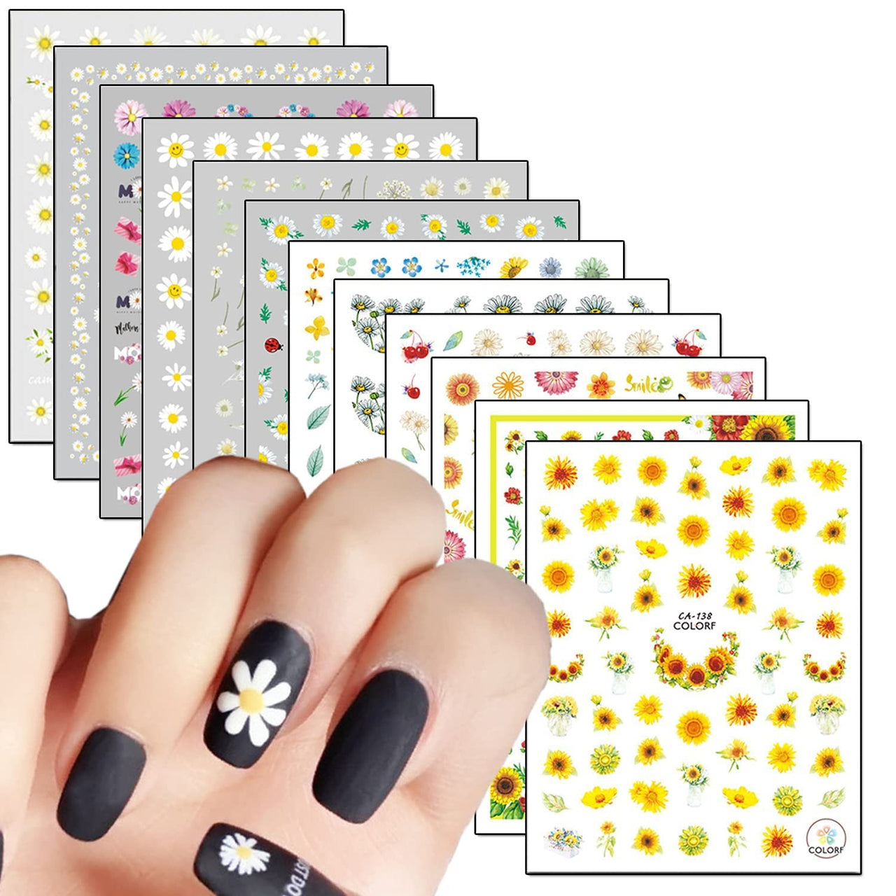 Floral & Butterfly Nail Nail Nail Wraps – 20 Sheets, Colorful Flower & Butterfly Designs