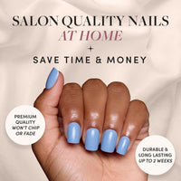 Thumbnail for Glamnetic Press On Nails - Cashmere Blue | Opaque Soft Pale Blue Short Squoval False Nails, Reusable Stick On Fake Nails with Glue | Salon Quality | 15 Sizes - 30 Nail Kit | Premium Nail Wraps
