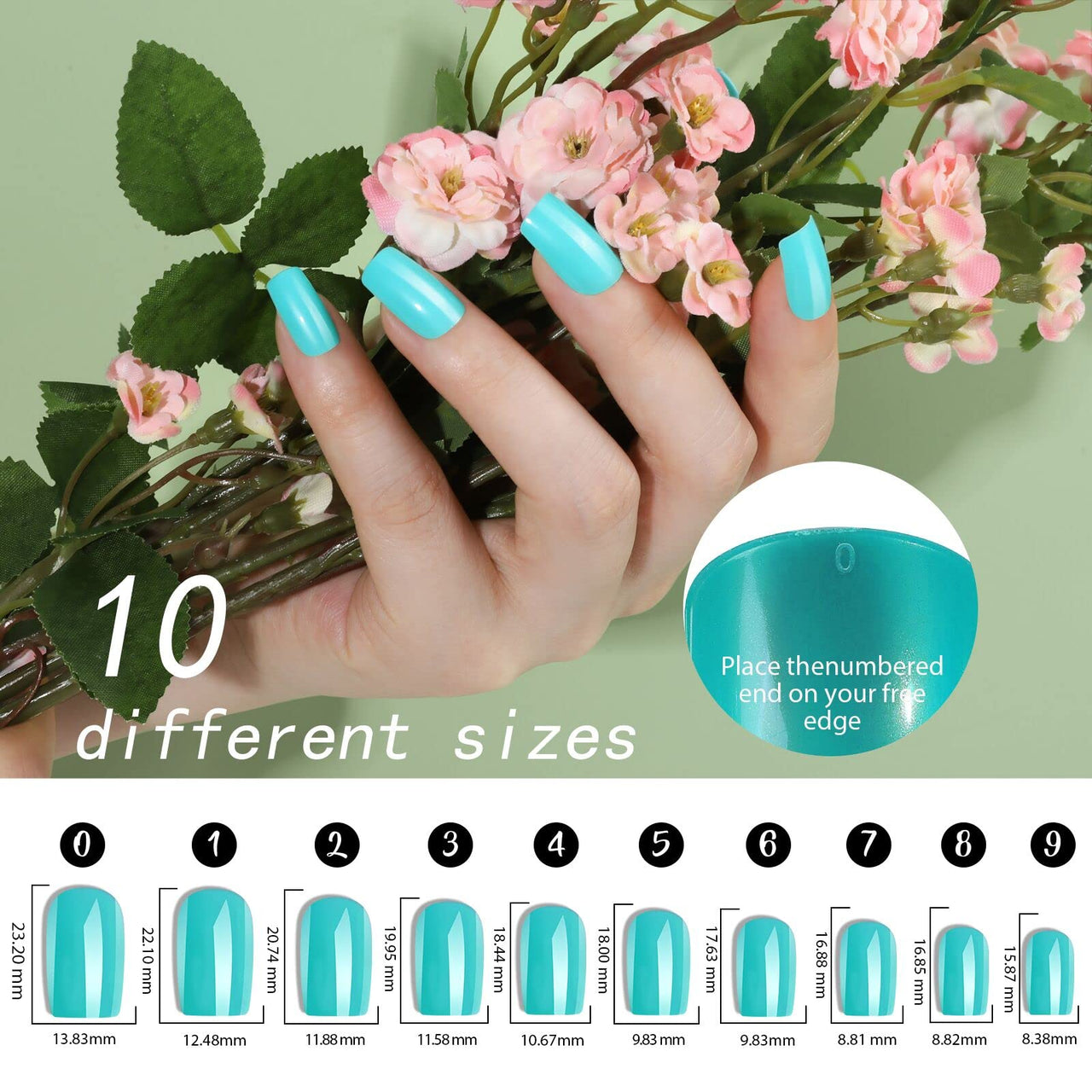 FANDAMEI 24 Colors Press on Nails Square, 24 Packs 576PCS Press on Nails Medium Glossy, Lightweight Natural Fake Nails Full Cover, False Nails with Glue, Short Square Acrylic Press on Nails
