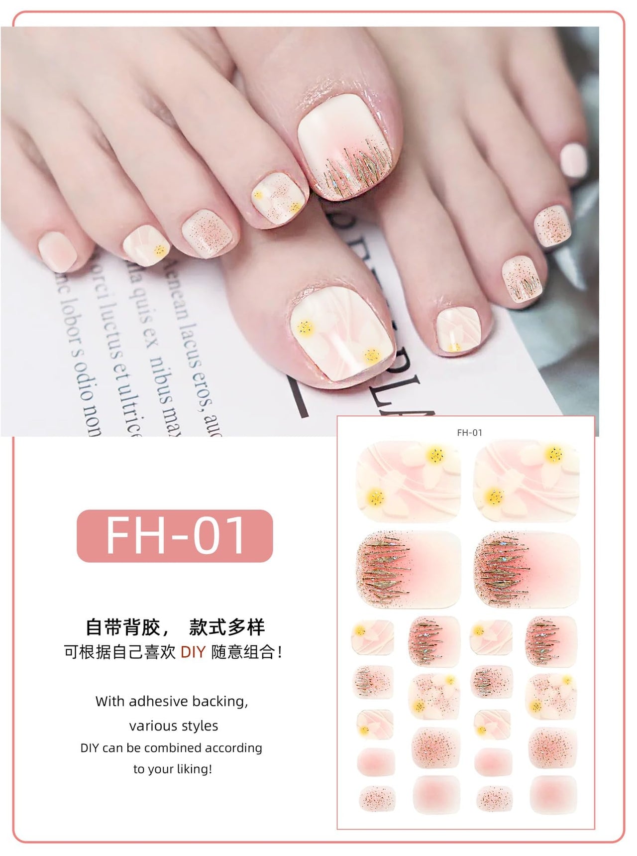 8 Sheets Color Flower Toe Nail Nail Wraps for Short Nails Rainbow Gel Nail Strips Self-Adhesive Star Toenail Decals Marble Designs Nail Polish Nail Nail Wraps Black Green Pink Brown Toe Nails Strips Manicure