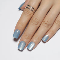 Thumbnail for Stbisen Light Blue Press On Nails Square – Short Cat Eye Fake Nails with Color-Shifting Glow, Reusable Stick On Nails, 15 Sizes, 30 Nail Kit with Glue, Thick Glue On Nails for Women, M2-Aurora Mist