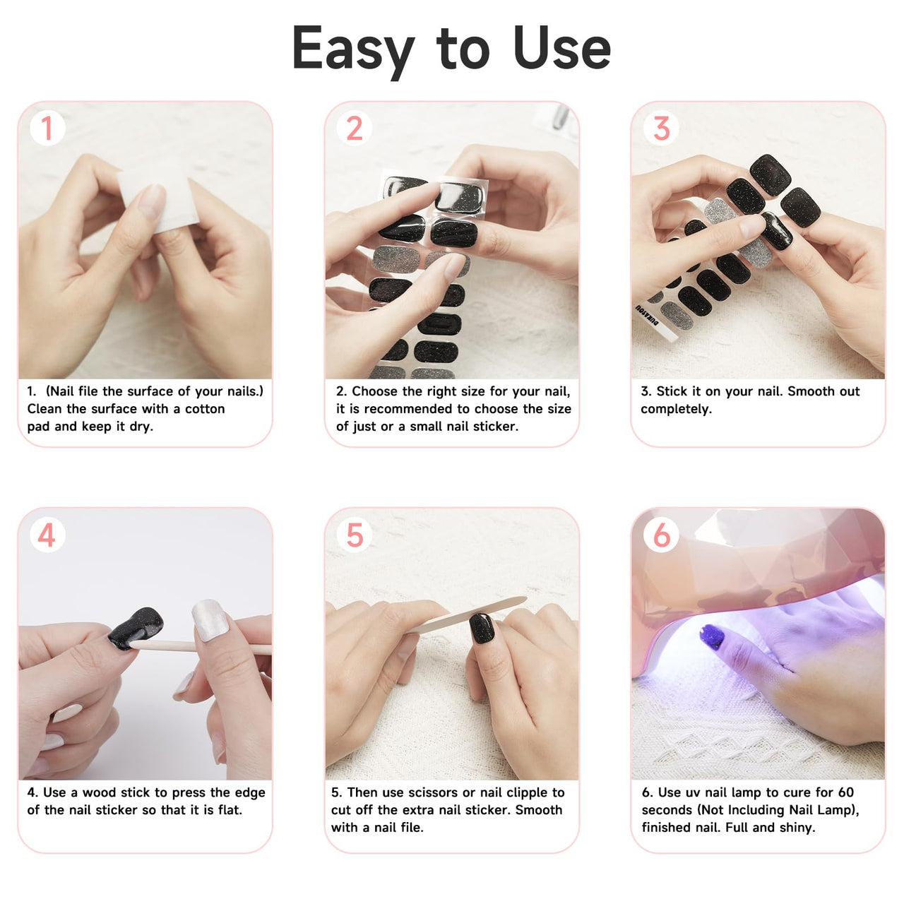 DUKASOU Semi Cured Gel Nail Strips | 28 pcs Gel Nails Strips Work with Any UV Lamps, Long Lasting UV Nail Nail Nail Wraps for Women DIY Nails Nail Wraps(Pink Flower)