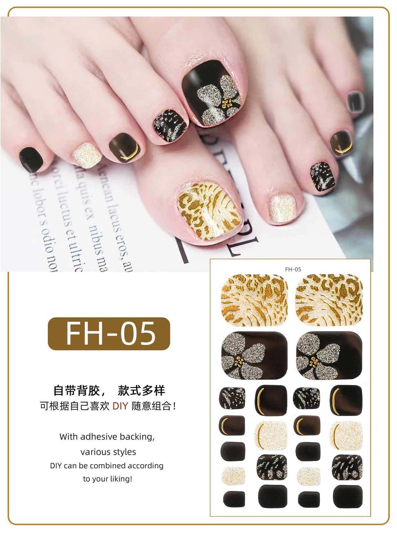 8 Sheets Color Flower Toe Nail Nail Wraps for Short Nails Rainbow Gel Nail Strips Self-Adhesive Star Toenail Decals Marble Designs Nail Polish Nail Nail Wraps Black Green Pink Brown Toe Nails Strips Manicure