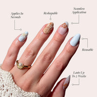 Thumbnail for Glamnetic Press On Nails - Sea Star | Short Almond Seashell Nails with 3D Nail Art, Reusable Summer Nails | 15 Sizes - 30 Nail Kit with Glue