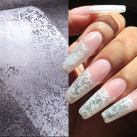 Thumbnail for XEAOHESY 20 Rolls Black White Lace Nail Art Foil Transfer Sticker Kit Flower Foil Transfers Decals Lace Flowers Nail Foil Transfer Nail Nail Wraps Sheets Nail Art Sticker Foil Nail Nail Wraps for Foil Nail Art