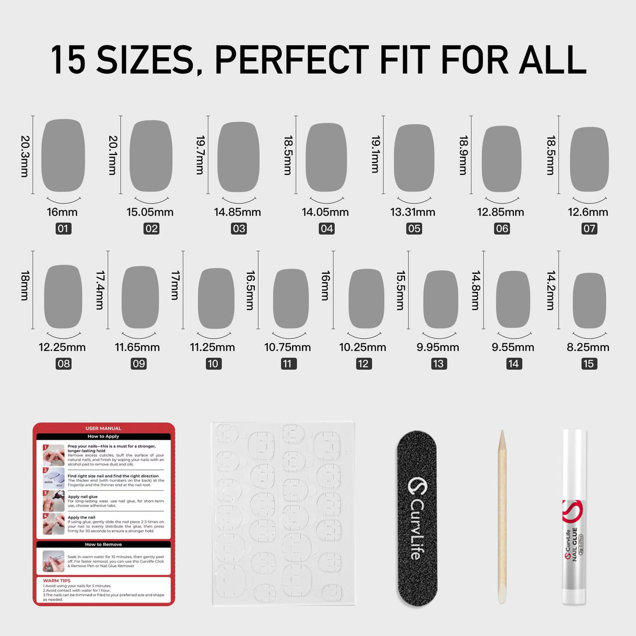 Curvlife 30pcs Short Press On Nails, Shining Stick on Fake Nails Design Glossy Acrylic Nails Tips Glue on Nails For Women False Nail Kit With Nail Glue | Premium Nail Wraps