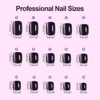 Thumbnail for 150Pcs Cat Eye Press on Nails Short Square, Plauva Soft Gel Fake Nails, Glossy Glitter Cat Eye Nail Tips for Women and Girls Stick On Nails in 15 Sizes