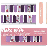 Thumbnail for banmagately Nail Polish Strips, 20Pcs Salon Quality Gel Nail Nail Nail Wraps, Easy Long Lasting Nail Wraps for Short Nails no UV Light Needed (Purple Bird & Flower)