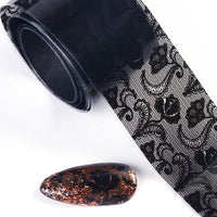 Thumbnail for XEAOHESY 10 Rolls Black White Flower Nail Foil Transfer Sticker Kit Lace Nail Foil Sheets Foil Nail Art Decals Flower Nail Foil Transfer Nail Nail Wraps Foil Nail Nail Wraps for Women Nail Art