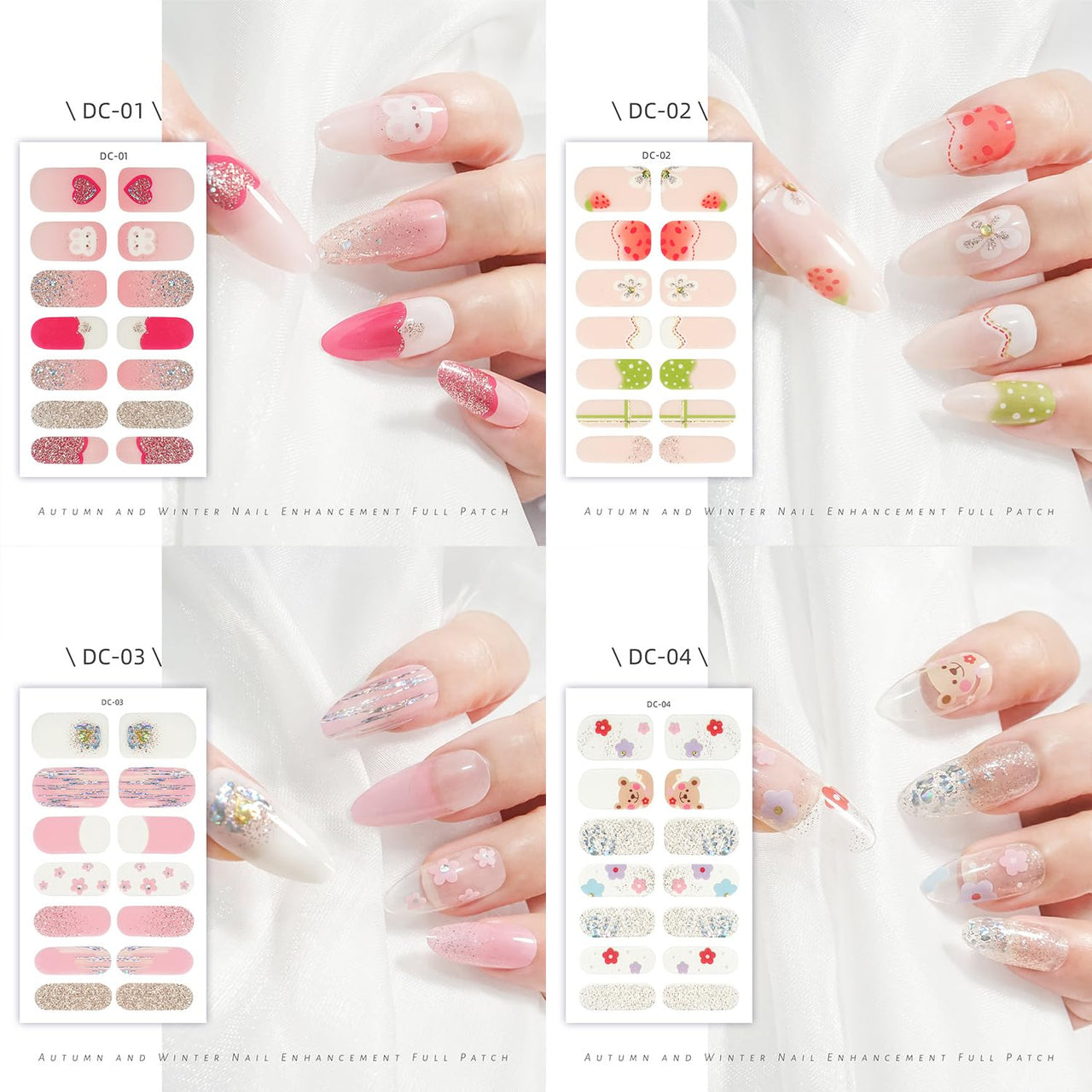 14 Sheets Spring Nail Nail Wraps Nail Nail Wraps Semi Cured Gel Strips Supplies Flowers Decals With File Full Wrap Polish Nail Nail Wraps for Women Girls DIY Decorations