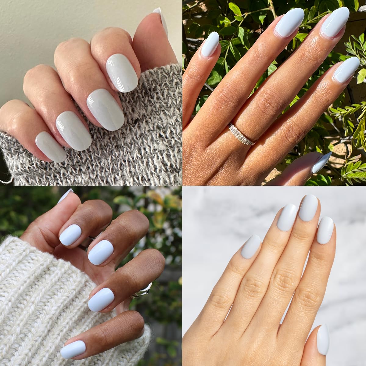 Olive & June Classic Super Stick Mani Press On Nails | Short, Round | No Glue Needed | 32 Tab Nails in 16 Sizes | Non-Toxic Tabs Easy On-Off Non-Damaging Realest Look | 7-Day Wear | Rink Pastel Blue
