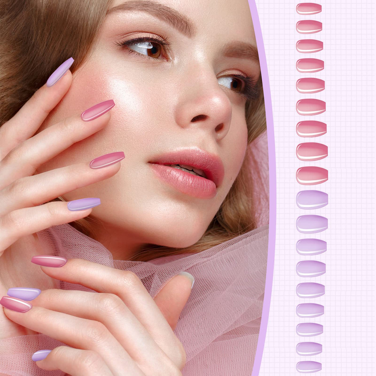 Maitys 720 Pieces 30 Sets Medium Square Fake Nails Solid Color Press on Nails Glossy Artificial Coffin Fingernail for Women Girls Ballet Dancer Accessories(Sweet Colors)