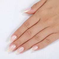 Thumbnail for Rnker French Tip U Shape Press On Nails - White with Pink Color, Almond Top gel Nails with Bright Finish, 15 Sizes - 30 Nail Kit with Glue | Premium Nail Wraps