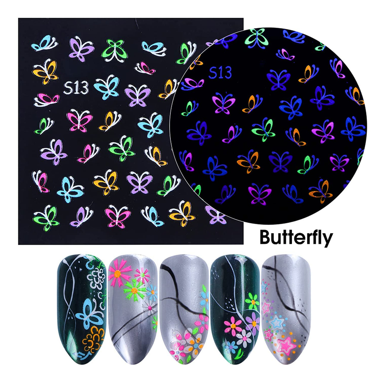 30 Sheets White Nail Nail Nail Wraps and 24 Sheets Fluorescent Nail Nail Nail Wraps