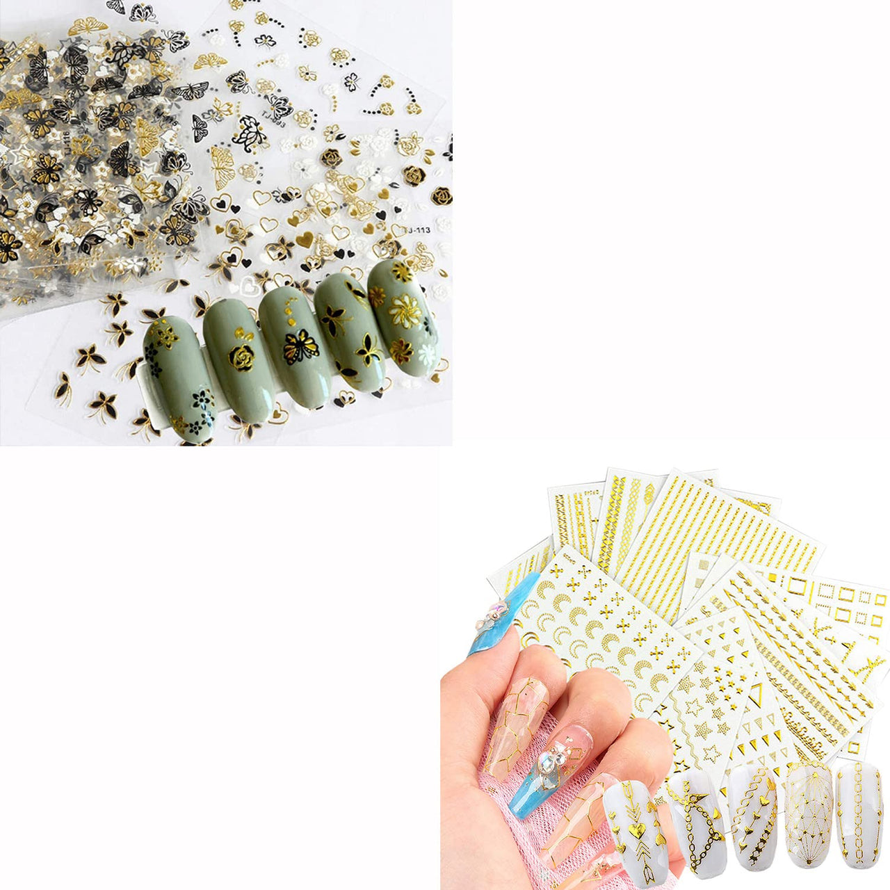 30 Sheets Gold Nail Nail Nail Wraps and 12 Sheets Gold Nail Nail Nail Wraps