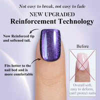 Thumbnail for Cat Eye Press on Nails Short 5 Styles, Jofay Fashion 160Pcs Salon-Like Fake Nails with Glitter Chasing Light Cat Eye Designs, Valentines Artificial Acrylic Nails Glue on Nails Stick on Nails for Women