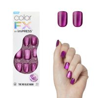 Thumbnail for KISS imPRESS No Glue Mani Press On Nails, Color FX, 'Levels', Dark Pink, Short Size, Squoval Shape, Includes 30 Nails, Prep Pad, Instructions Sheet, 1 Manicure Stick, 1 Mini File
