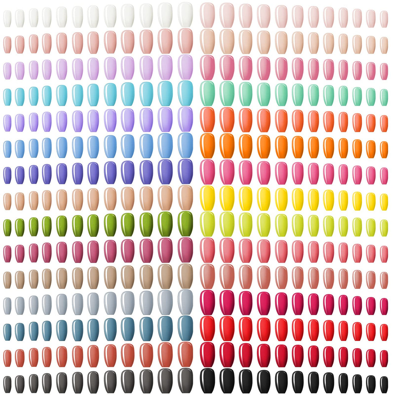 Maitys 720 Pieces 30 Sets Medium Square Fake Nails Solid Color Press on Nails Glossy Artificial Coffin Fingernail for Women Girls Ballet Dancer Accessories(Sweet Colors)