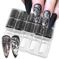 Thumbnail for XEAOHESY 20 Rolls Black White Lace Nail Art Foil Transfer Sticker Kit Flower Foil Transfers Decals Lace Flowers Nail Foil Transfer Nail Nail Wraps Sheets Nail Art Sticker Foil Nail Nail Wraps for Foil Nail Art