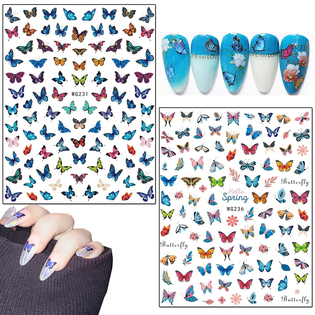 8 Sheets Luminous Nail Nail Nail Wraps and 8 Sheets Butterfly Nail Nail Nail Wraps