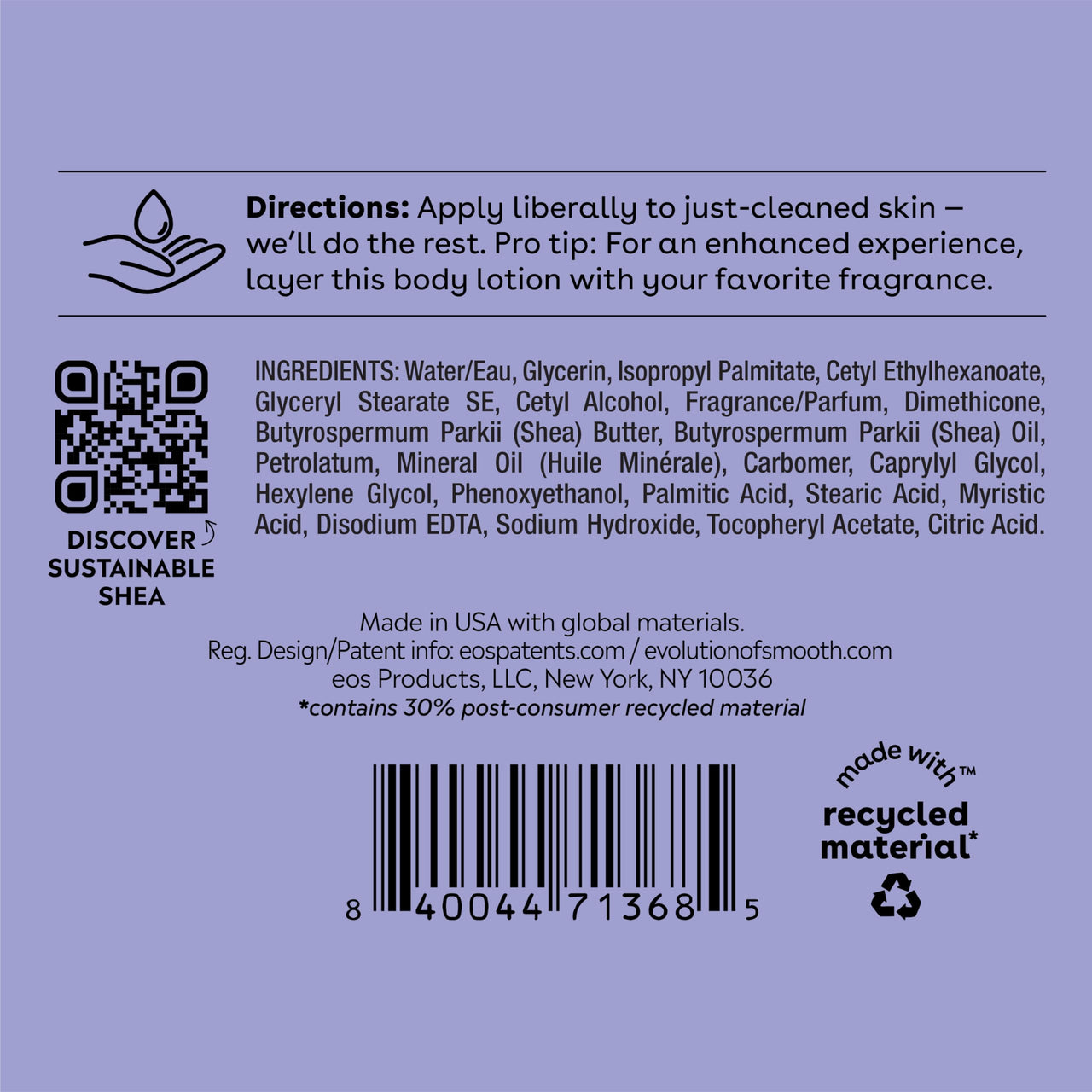 eos Shea Better Body Lotion- Vanilla Cashmere