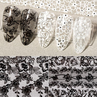 Thumbnail for XEAOHESY 20 Rolls Black White Lace Nail Art Foil Transfer Sticker Kit Flower Foil Transfers Decals Lace Flowers Nail Foil Transfer Nail Nail Wraps Sheets Nail Art Sticker Foil Nail Nail Wraps for Foil Nail Art
