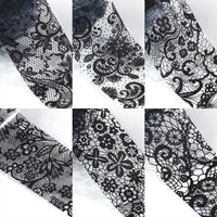Thumbnail for XEAOHESY 20 Rolls Black White Lace Nail Art Foil Transfer Sticker Kit Flower Foil Transfers Decals Lace Flowers Nail Foil Transfer Nail Nail Wraps Sheets Nail Art Sticker Foil Nail Nail Wraps for Foil Nail Art