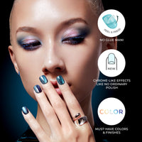 Thumbnail for KISS imPRESS No Glue Mani Press On Nails, Color FX, 'Infinity', Dark Purple, Short Size, Squoval Shape, Includes 30 Nails, Prep Pad, Instructions Sheet, 1 Manicure Stick, 1 Mini File