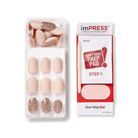 Thumbnail for KISS imPRESS No Glue Mani Press On Nails, Design, 'Evanesce', Beige, Short Size, Oval Shape, Includes 30 Nails, Prep Pad, Instructions Sheet, 1 Manicure Stick, 1 Mini File