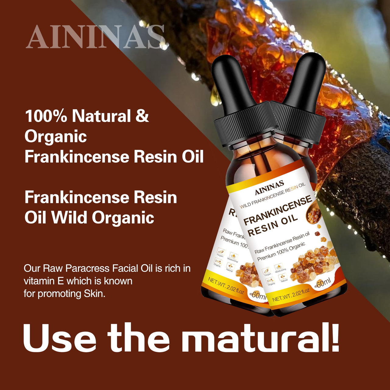 AININAS Organic Frankincense Resin Facial Oil