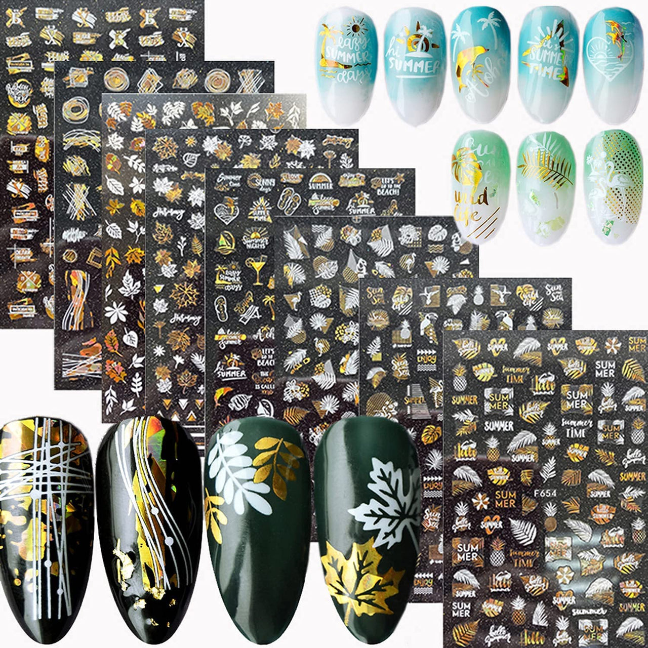 Floral & Butterfly Nail Nail Nail Wraps – 20 Sheets, Colorful Flower & Butterfly Designs
