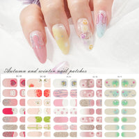 Thumbnail for 14 Sheets Spring Nail Nail Wraps Nail Nail Wraps Semi Cured Gel Strips Supplies Flowers Decals With File Full Wrap Polish Nail Nail Wraps for Women Girls DIY Decorations