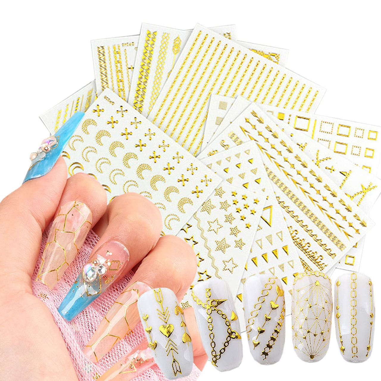 30 Sheets Gold Nail Nail Nail Wraps and 12 Sheets Gold Nail Nail Nail Wraps