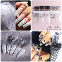 Thumbnail for XEAOHESY 10 Rolls Lace Nail Art Foil Transfer Sticker Kit Black White Flower Foil Transfers Decals Nail Art Sticker Lace Flowers Nail Transfer Nail Nail Wraps Sheets Foil Nail Nail Wraps