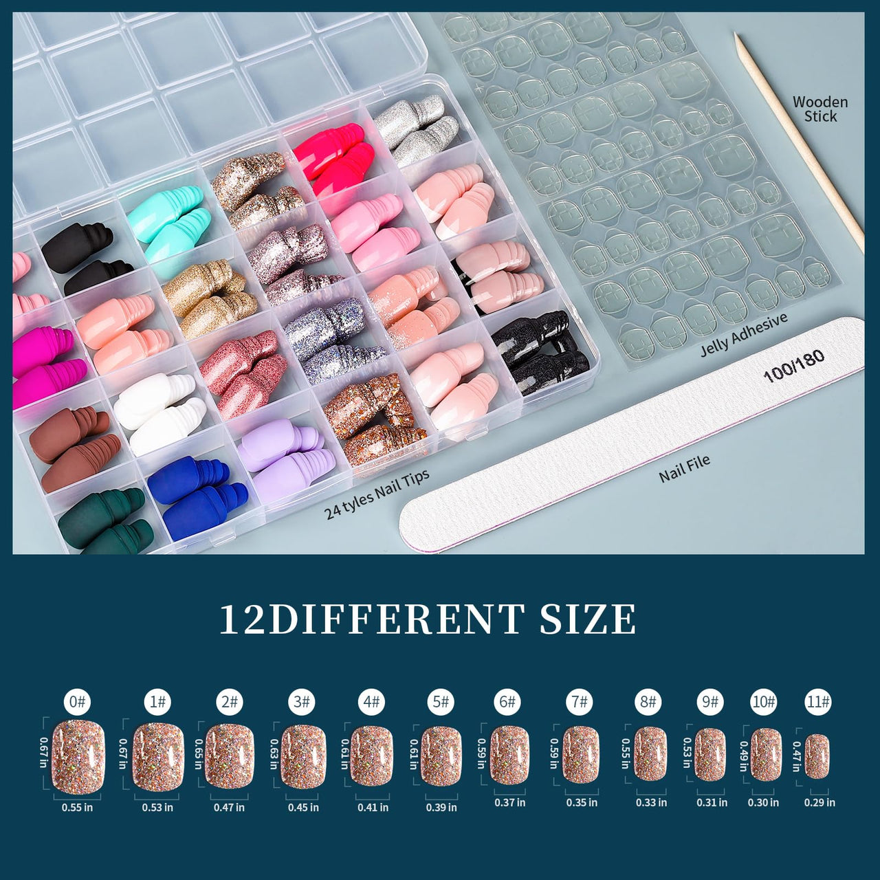 FANDAMEI Press on Nails, 24 Colors 576PCS Press on Nails Short Square Matte Glossy. Glitter Press on Nails Short Round. Natural Fit Lightweight Fake Nails Natural for Nail Art