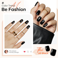 Thumbnail for Modelones 32Pcs Black Press on Nails, Upgrade Short Square Fake Nails, Reusable Nail Kit with Nail Glue Adhesive Tabs Mini Nail File, Nails Press Ons 16 Sizes