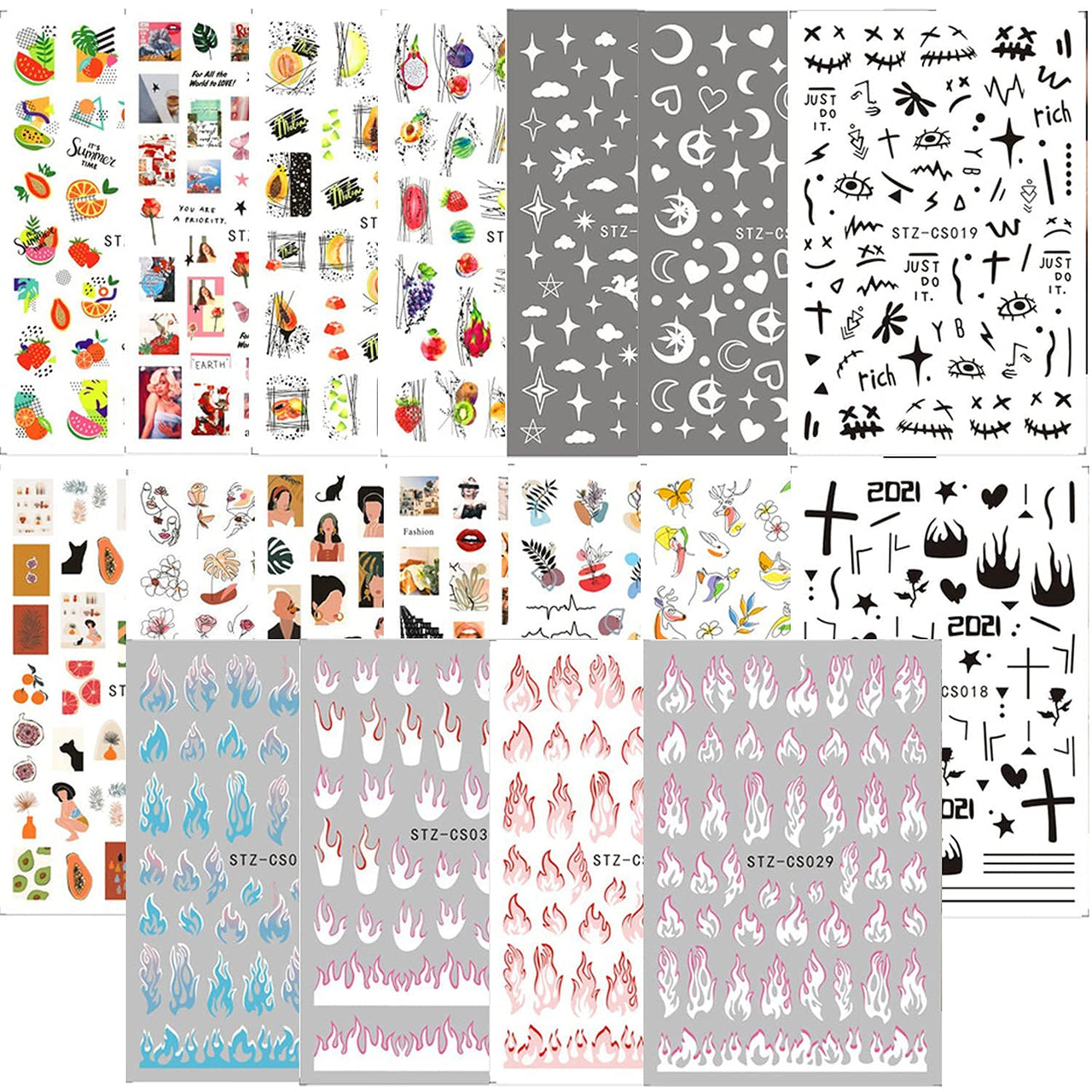 30 Sheets Gold Nail Nail Nail Wraps and 18 Sheets Colorful Nail Nail Nail Wraps
