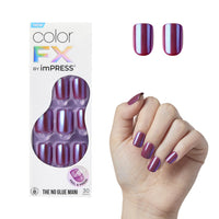 Thumbnail for KISS imPRESS No Glue Mani Press On Nails, Color FX, 'Infinity', Dark Purple, Short Size, Squoval Shape, Includes 30 Nails, Prep Pad, Instructions Sheet, 1 Manicure Stick, 1 Mini File