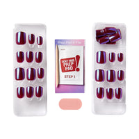 Thumbnail for KISS imPRESS No Glue Mani Press On Nails, Color FX, 'Infinity', Dark Purple, Short Size, Squoval Shape, Includes 30 Nails, Prep Pad, Instructions Sheet, 1 Manicure Stick, 1 Mini File