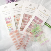 Thumbnail for 14 Sheets Spring Nail Nail Wraps Nail Nail Wraps Semi Cured Gel Strips Supplies Flowers Decals With File Full Wrap Polish Nail Nail Wraps for Women Girls DIY Decorations