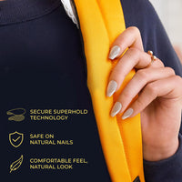 Thumbnail for KISS imPRESS No Glue Mani Press On Nails, Design, 'My Worth', White, Short Size, Squoval Shape, Includes 30 Nails, Prep Pad, Instructions Sheet, 1 Manicure Stick, 1 Mini File | Premium Nail Wraps