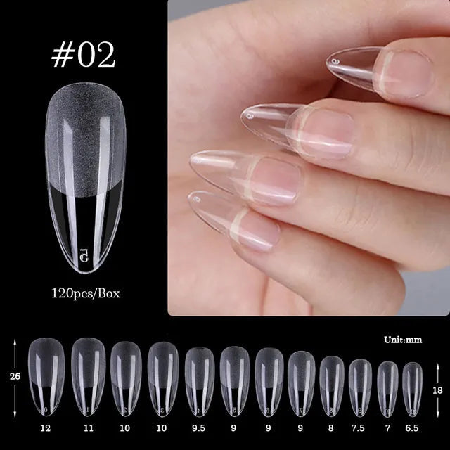 Crazy Gels Almond A02 Nail Art Press on False Nails Fake Nails Coffin Gel Nails Extension System Full Cover Short Nail Soft Gel Tips Accessories Tool